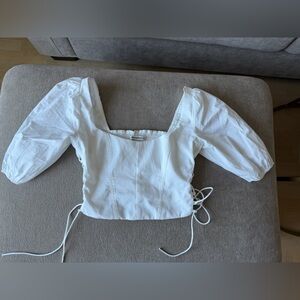 Abercrombie & Fitch White Puff Sleeve Crop Top ✨Size S